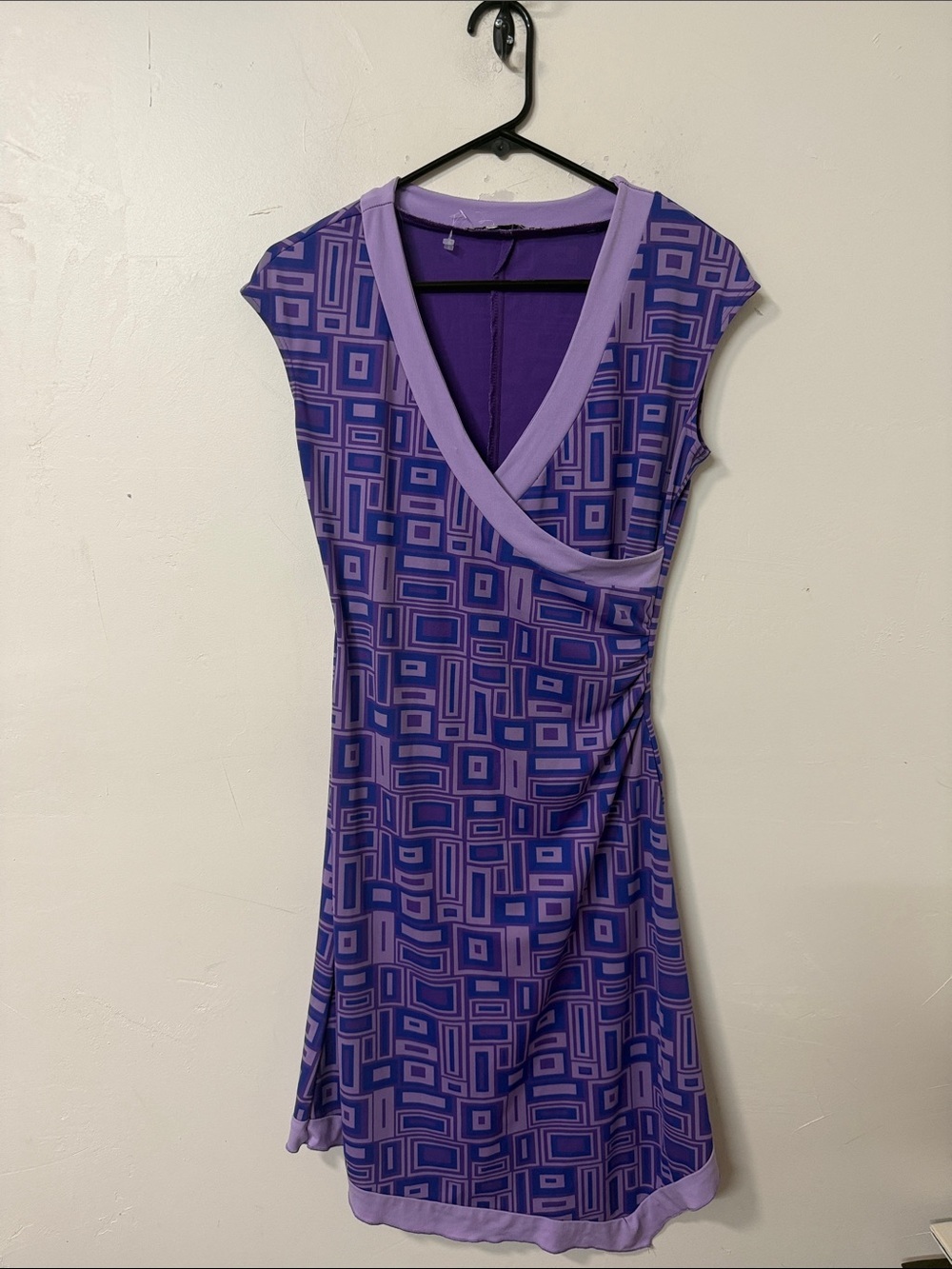 La Belle Purple Geometric Wrap-Style Dress Y2K